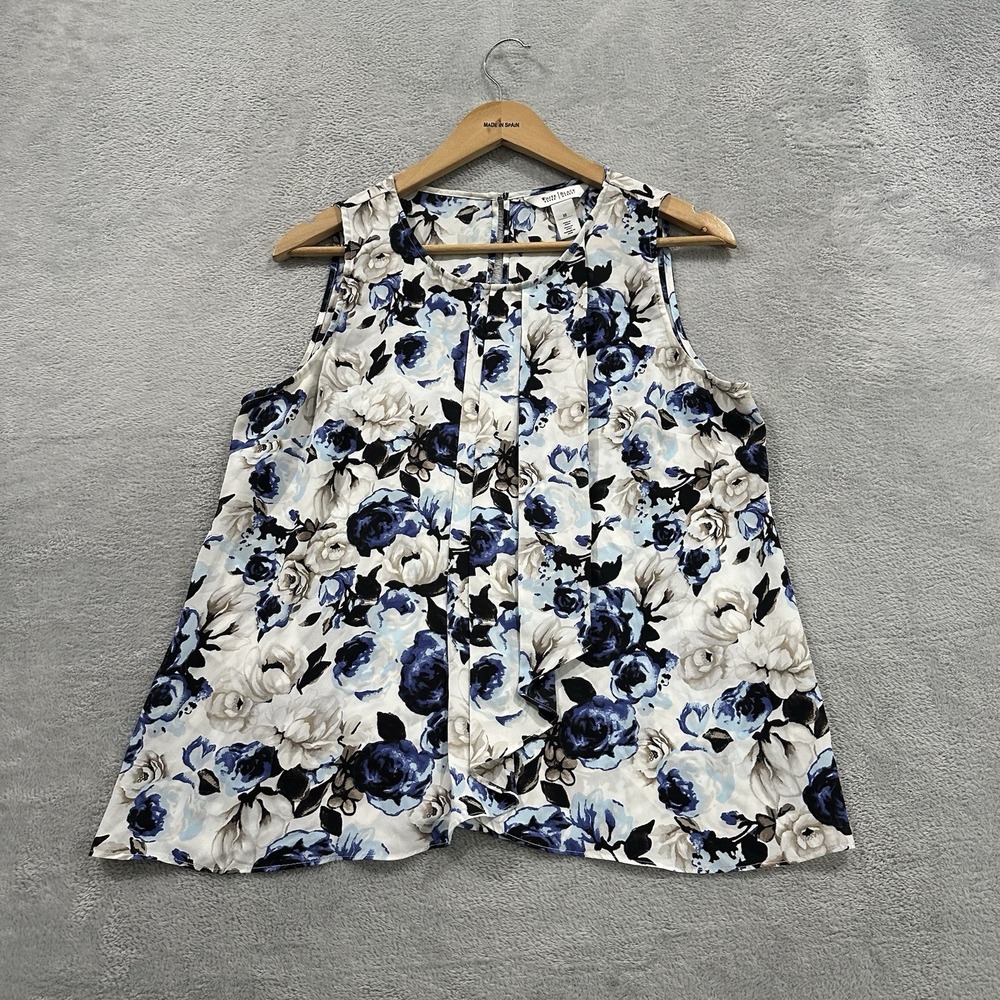 White House Black Market Blouse Women's 10 Floral Ruffle Formal Brunch